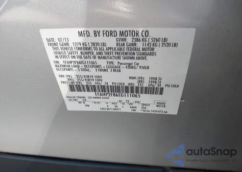 2014 Ford Taurus Limited z USA, uszkodzony, nr VIN 1FAHP2F86EG111065